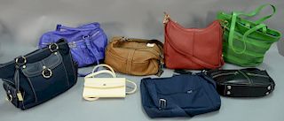 Lot of eight woman's handbags to include five by Maxx New York and three leather handbags, Ferlina, Tignanello (all like new)