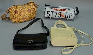 Four purses clutch bag Main License plate, Etienne, Aigner, Tignanello, and DKNY.