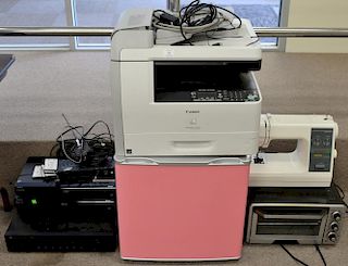 Audioaccess PX-600 Multi Room Pream, Cuisinart oven, Kenmore sewing machine, small pink refridgerator, and Canon ImageClass p