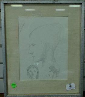 Meta Vaux Warrick Fuller (1877-1968), pencil drawing, Bust of a girl, pencil signed M. Fuller. sight size: 10 1/2" x 8".
