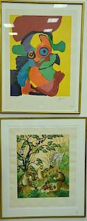 Six lithographs including three Irving Amen "Young Mother", "Awakening", and "The Heart is a Gardnen", a lithograph titled Sh