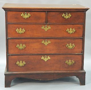 Chippendale chest, two over three drawers on bracket base having Victorian pulls. ht. 36in., wd. 38in.