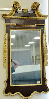 Georgian mahogany mirror with gilt broken arch top. 48" x 22"