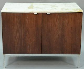 Diminutive marble top rosewood cabinet by Knoll (small chip to marble surface). ht. 25 1/2in., wd. 33in., dp. 18in.