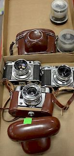 Two box lots: Camera group lot to include Contaflex Beta with case, Pantar 45/2.8, Pantar 30/4, and Pantar 70/4; Voigtlander 