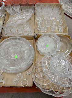 Four tray lots of crystal and cut glass to include set of twelve Barbridg? crystal cordials, set of eight stemmed cordials, m
