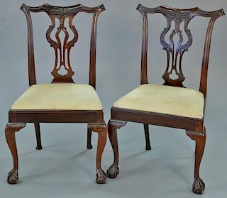 Set of six mahogany Chippendale style chairs (as is).
