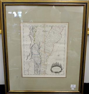 Amos Doolittle, engraved map with hand colored line outline, Vermont from actual survey. 15" x 12 1/4"  Property from Credit 