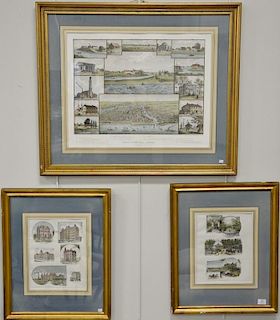 Three piece lot to included Kurz & Allison lithograph "Chicago in Early Days 1779-1857", along with two hand colored prints d