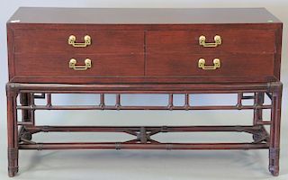 Ficks Reed mahogany and bamboo server. ht. 32in., wd. 54in., dp. 20in.