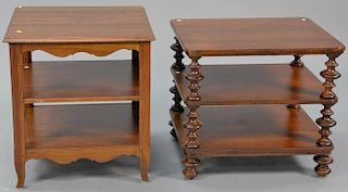 Two Ethan Allen three tier tables. ht. 28in., top: 24" x 24"