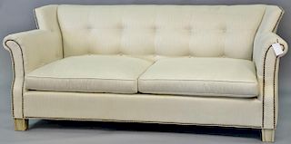 Hickory Chair white upholstered wing back sofa. lg. 86in.