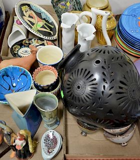 Three box lots of ceramic and art pottery pieces Wassi Art Jamaica dish, Loudware vase, Jane Willing, Dorothy Hopner? vase, t
