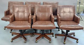Councill set of six leather executive swivel office chairs.