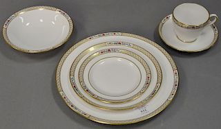 Spode fine bone china dinner set, marked Spode Fine Bone China England 18405-1 Golden Trellis, 93 total pieces, service for 1