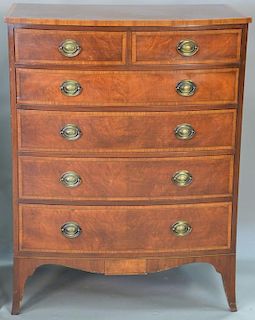 John Widdicomb mahogany chest with banded inlaid drawers. ht. 47in., wd. 36in., dp. 22in.