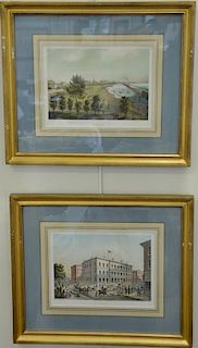 Set of four hand colored lithographs published by Jevne & Almini including "Chicago University", "Michigan Avenue", "Custom H