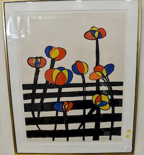 Alexander Calder (1898-1976), colored lithograph, Flowers at the Fence, pencil signed lower right: Calder, pencil marked lowe