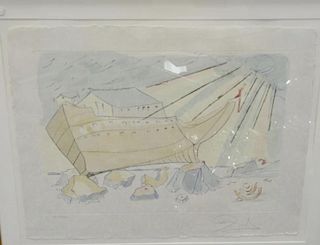 Two Salvador Dali (1904-1989) including Noah's Ark hand colored drypoint etching, pencil signed and numbered SA 42/300 (plate