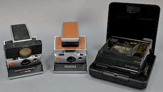 Three piece lot to include Polaroid SX70 lot with SX-70 Sonar One Step (leather loss), SX-70 original brown, and Spectra with