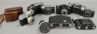 One box lot: Zeiss camera lot including Contessa 533/24, Super Ikonta 530/16, Nettar 515/16, Ikonta 521/16, Contaflex IV, Con