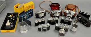 One box lot: Kodak camera lot including Kodak Rainbow 2A blue, Retina 11c boxed with close upset, Retina, Kodak 35, No. 1 poc