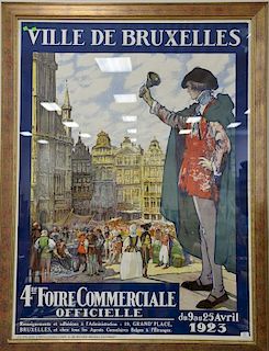 Fernand Toussaint (1873-1955), poster, Ville De Bruxelles 4Me Foire Commerciale Officielle. 61" x 45"