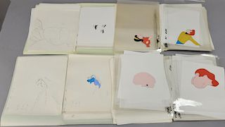 Lot of ten Filmation Associates portfolios to include cels, sketches, notes, etc. from various Filmation productions.