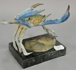 Steward Wegner bronze crab sculpture 22/50. ht. 8 1/2in., base 7" x 5"