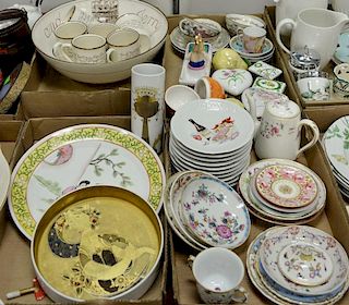 Four box lots including Rosenthal Bjorn Wiinblad vase and dish, Philippe Deshoulieres dishes cups and saucers Meissen, four F