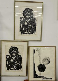 Group of eleven lithographs, etchings, and drawings including Lily Ente, Tree etching by Sheila, (2) "Woman in a Chair" signe