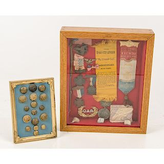 Post Civil War GAR and Souvenir Box with Mounted Buttons