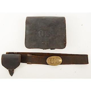 Civil War Musket Cartridge box, with Cap Box and 1839 Belt and Plate.