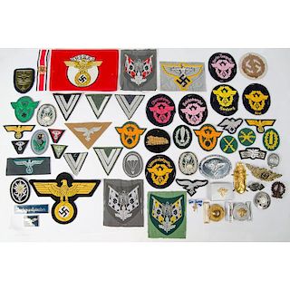 Large Lot of Reproduction WWII Nazi Badges, Patches & Pins