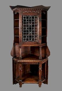 19th Century Gothic Revival Oak Corner Cabinet