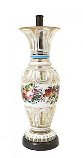 A Bohemian Cased Glass Vase, Height 11 1/4 inches.