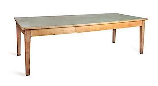 An American Pine and Simulated Marble Dining Table Height 31 x width 96 1/2 x depth 42 1/2 inches.