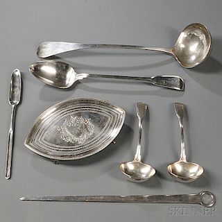 Six Pieces of George II/III Sterling Silver Tableware