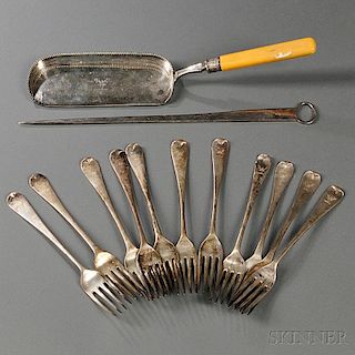 Thirteen Pieces of English Sterling Silver Flatware