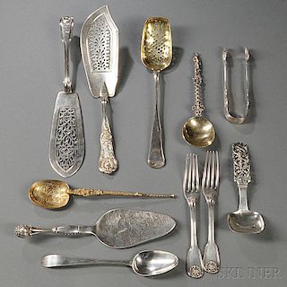 Eleven Pieces of British and Continental Silver Flatware