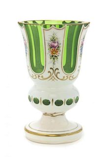 A Continental Cased Glass Vase, Height 6 inches.