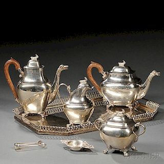 Five-piece Portuguese Silver Tea and Coffee Service