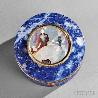 Continental Mother-of-pearl-, Gold-, and Diamond-mounted Lapis Lazuli Box