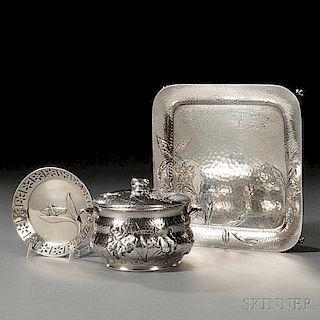 Three American Aesthetic Movement Sterling Silver Items
