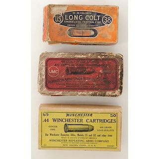 Three Full/Opened Boxes of Colt, Winchester and Remington Cartridges