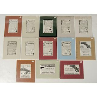 Lot of 9 Greener Gun Advertisements, Assortment of Schoverling, Daly and Gales, PLUS