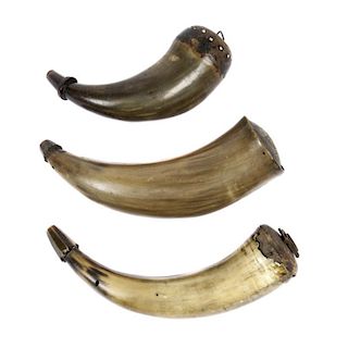 Assorted Powder Horns Lot of Three From The Jim Richie Collection