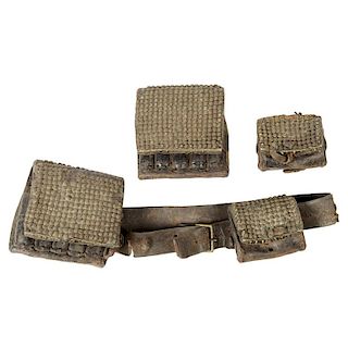 Middle Eastern Tacked Leather Belt And Cartridge Boxes