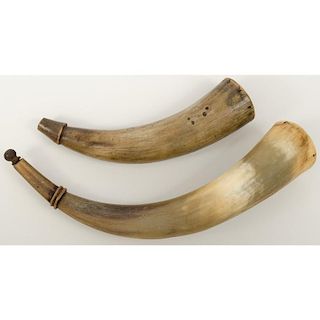 Two Engraved Powder Horns