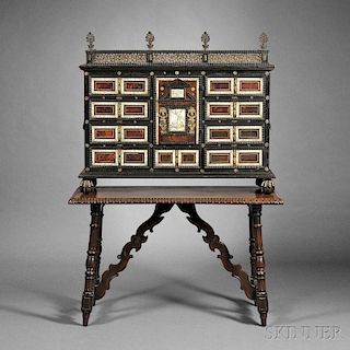 Flemish Baroque Part-ebonized and Shell-mounted Table Cabinet